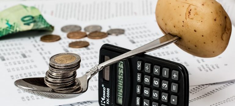 coins and a calculator