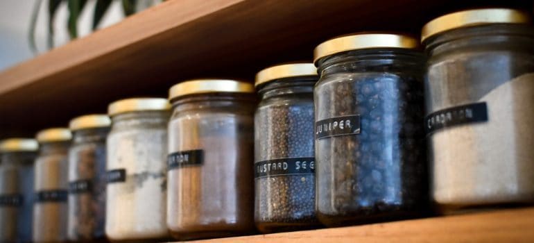 mason jars with spices