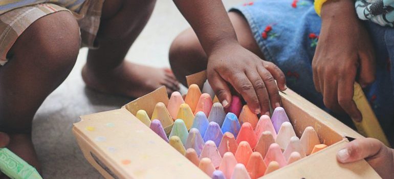 color pencils as one of the things kids can pack by themselves when relocating